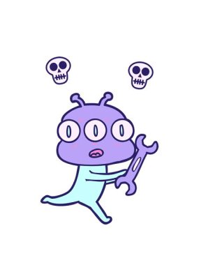 Üç gözlü uzaylının kafatası animasyonu