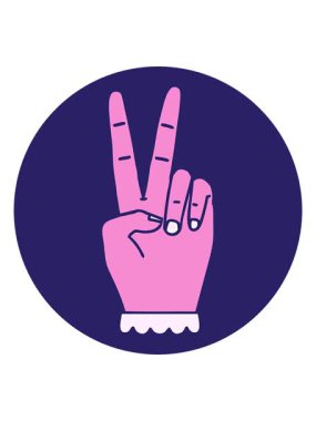 barış sembolünün hareketli animasyonu iki parmak el hareketi