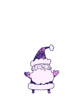 Kafası karışmış Noel Baba 'nın omuz silken çizgi filminin canlandırması.