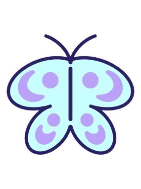 Titrek hareketli basit ama sevimli kelebek çiziminin animasyonu