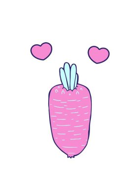 Çizgi film sebzelerinin dönen kalpleri.