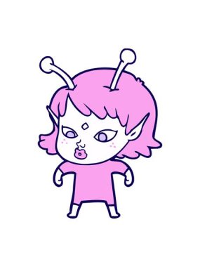 Güzel uzaylı kızın neon ışık efekti animasyonu