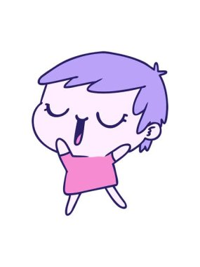 Şirin kawaii kısa saçlı kızın serbest çekim hareketli animasyonu.