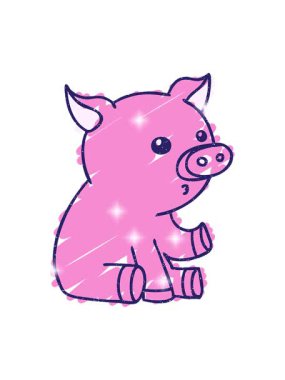 Oturan Domuz Tebeşiri Çiziminin ışıltı etkisi