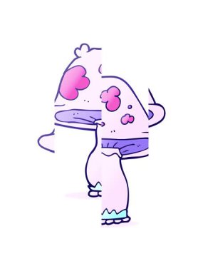 Serbest çizim mantarının bölünmüş hareket animasyonu