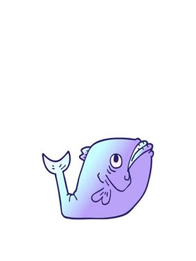 Komik karikatür karalama balığının zıplama hareketi