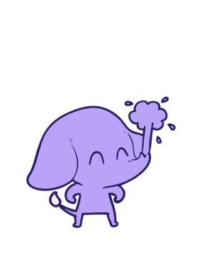 Su fışkırtan sevimli fil çizgi filinin animasyonunu genişletiyorum.