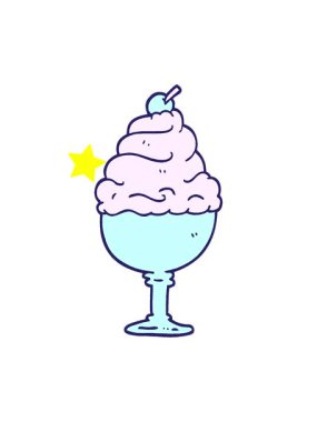 Parlayan yıldızlar çizgi roman tarzı dondurmanın animasyonunu etkiler.