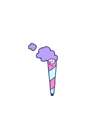 Kalk ve karikatür karalamalı sigaranın animasyonunu yüzdür.