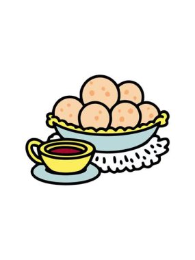 Pao de queijo 'nun hareketli animasyonu kahve ile geleneksel Brezilya peynirli ekmeği