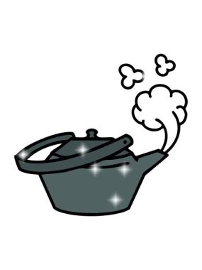 Geleneksel Japon çay demliğinin ışıltılı bir animasyonu.