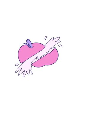 Çizgi film dilimlenmiş elma resminin yatay titreşimli animasyonu