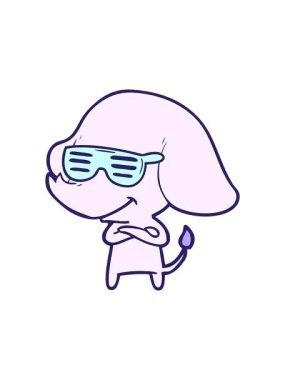 Kollarını kavuşturmuş havalı gülümseyen fil çizgi filminin animasyonuna dikkat çekmek