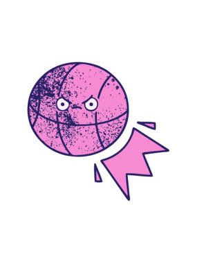 Bir basketbol topunun retro grunge dokusunun animasyonunu salla ve durdur