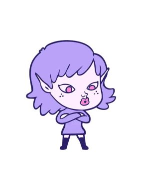 Çizgi film elf kız tasarımının dönen hareketli animasyonu