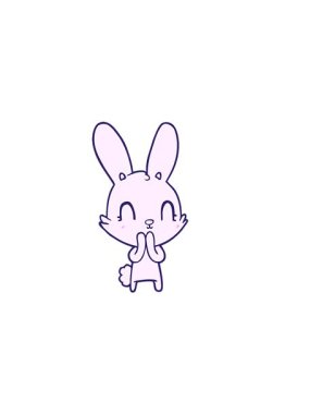 Bir tavşanın sevimli karikatür görüntüsünün yatay titreşimli animasyonu