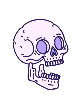 Dövmenin titreşimli animasyonu geleneksel bir kafatası çizim tarzında