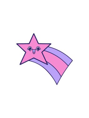 Kayan gökkuşağı yıldızının sevimli bir çizgi filminin radyoaktif parlak animasyonu