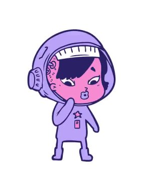 El yazması astronot kadının titreşimli animasyonu