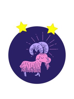 dönen yıldızlar dövme stili mutlu keçi ikonunun animasyonu