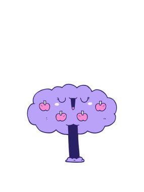 Çizgi film elma ağacı tasarımının animasyonunu genişletiyor