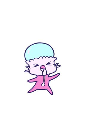 Garip çizgi film uzaylılarının zıplama hareketleri.