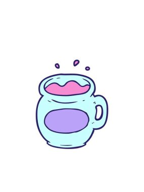 Yanıp sönen radyan çizgileri çizgi film kupası kahve animasyonunun