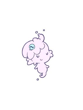 Tatlı bir hayalet kızın yatay titreşimli animasyonu.