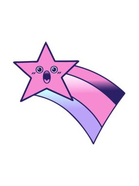 Kayan bir gökkuşağı yıldızının gradyan gölgeli çizgi filminin hareketli animasyonu