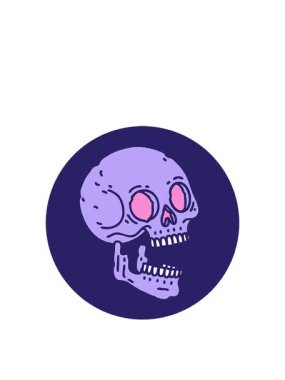 Bir kafatasının ikonik dövme stili görüntüsünün sıçrama hareketi animasyonu