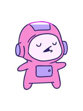 Kawaii yakışıklı astronot çocuğun çizgi film çiziminin animasyonunu canlandırın.