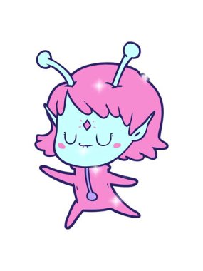 Çizgi film karakteri uzaylı kızın ışıltı etkisi