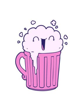 Mutlu çizgi film kupasının animasyonunu salla ve durdur.