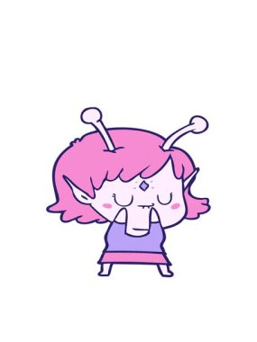 Uzaylı bir kızın hareketli çizgi filmi.