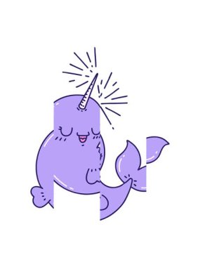 Dövme stili mutlu deniz gergedanı çiziminin bölünmüş hareket canlandırması