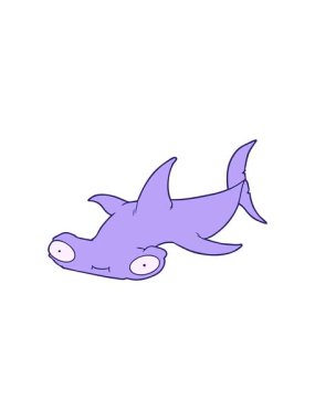 Çizgi film çekiç başlı köpekbalığı animasyonuna dikkat.