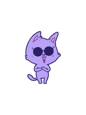 Güneş gözlüğü takan komik çizgi film kedisinin radyoaktif parlak animasyonu