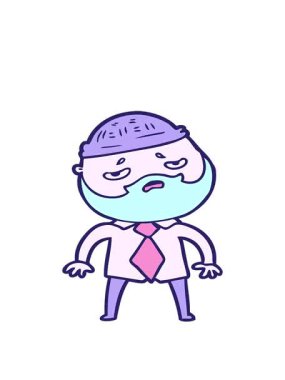 Sakallı endişeli adamın hareketli çizgi filmi.