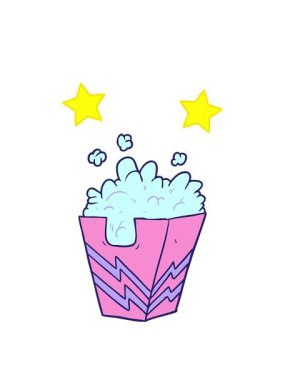 dönen yıldızlar çizgi film kutusunun patlamış mısır animasyonu