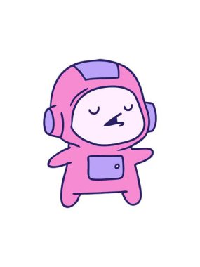 Bir kawaii yakışıklı astronot çocuğun çizgi film canlandırmasının dönen hareket animasyonu