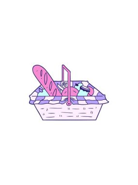 Çizgi film piknik sepetinin yıldız patlaması etkisi animasyonu