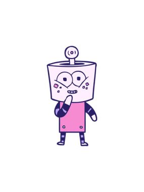 Mutlu çizgi film robot kıkırdamalarının radyoaktif ışıltılı animasyonu