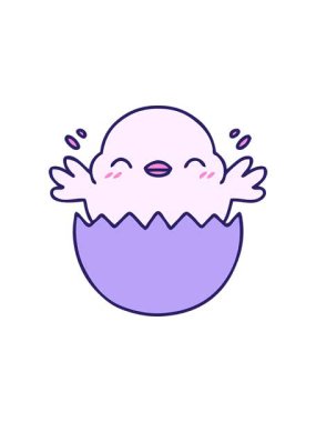 Yumurta kabuğundan çıkan sevimli bir yavru kuşun çizgi filminin hareketli animasyonu