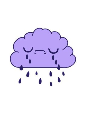 Tatlı ağlayan bulut karikatürünün basınçlı animasyonu