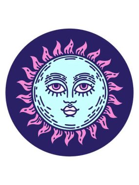 Yüzü dövmeli güneşin canlandırmasını salla ve duraklat