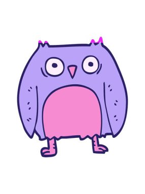 Komik çizgi film karikatür baykuşunun animasyonunu aç.