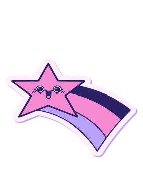 Gökkuşağı yıldızı gibi ateş eden sevimli bir çizgi film çıkartmasının hareketli animasyonu