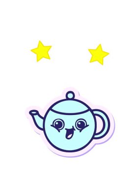 dönen yıldızların canlandırması şirin bir çizgi film çaydanlığının çıkartması.