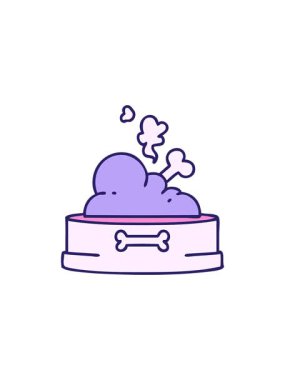 Kemikli bir köpek maması kasesinin canlandırma efekti.