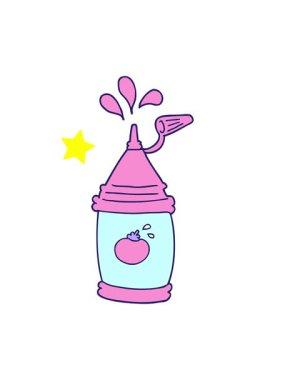 Parlayan yıldızlar çizgi film ketçap şişesinin animasyonunu etkiler.